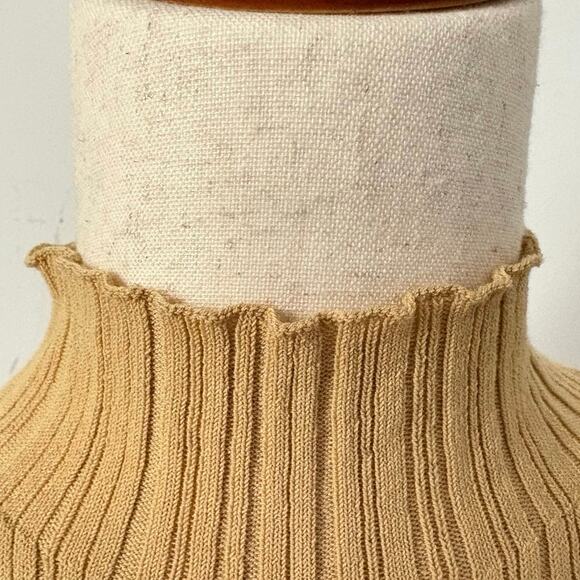 Loeffler Randall Camel Ribbed Knit Mock Neck Long Sleeve Top Women’s Size M - Picture 4 of 7